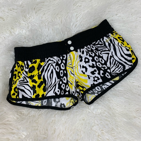 Billabong Pants - Billabong Black and Yellow Animal Print Shorts